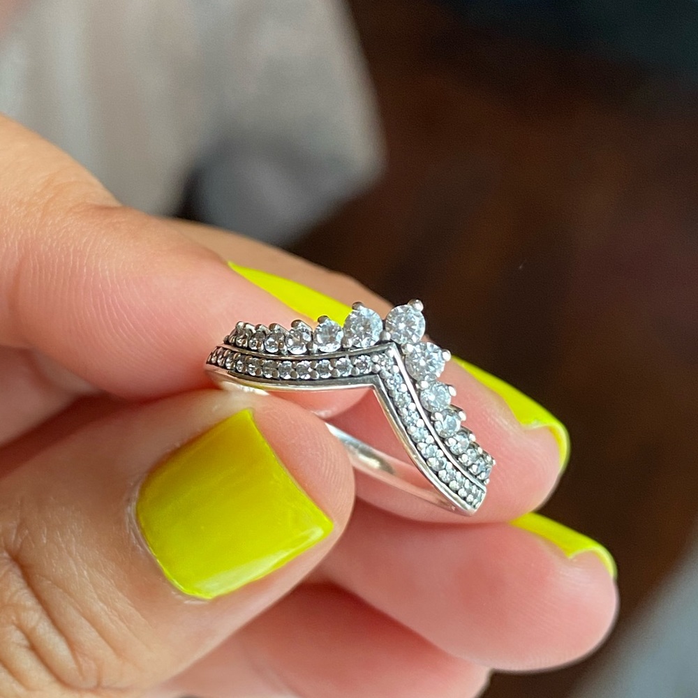 Pandora princess wishbone ring 56